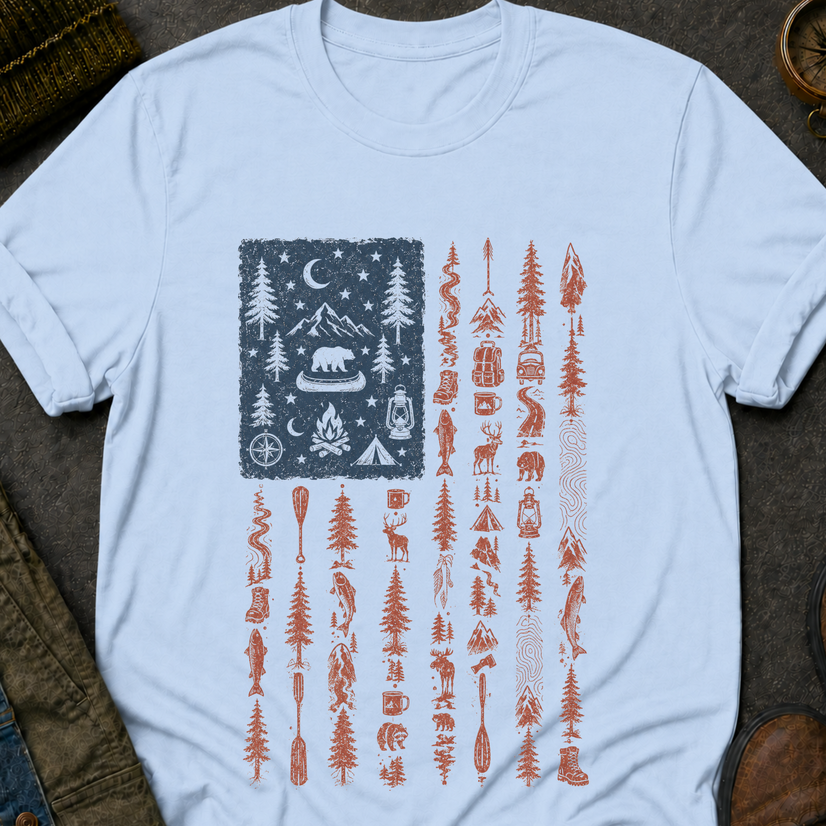 Outdoors American Flag T-Shirt