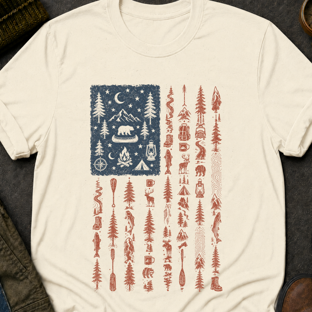 Outdoors American Flag T-Shirt