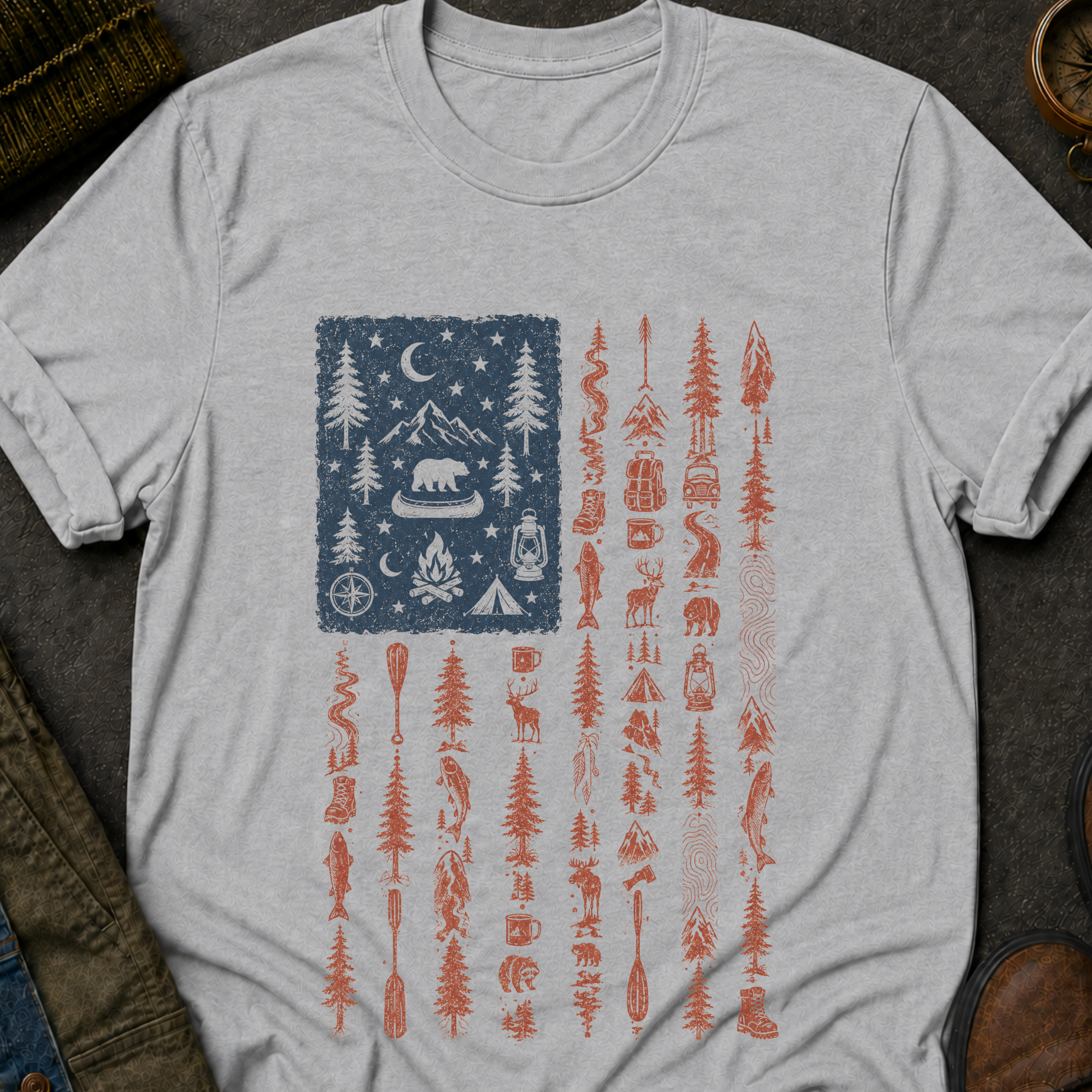 Outdoors American Flag T-Shirt